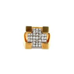 Diamond Maltese Cross Gold Unisex Vintage Ring