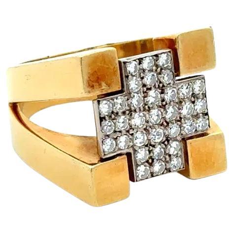 Malteserkreuz Diamant Gold Unisex Vintage By Ring im Angebot