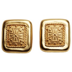 Retro Maltese Cross Gold Earrings