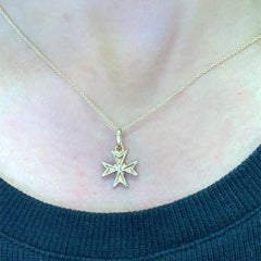 Maltese cross pendant necklace yellow gold