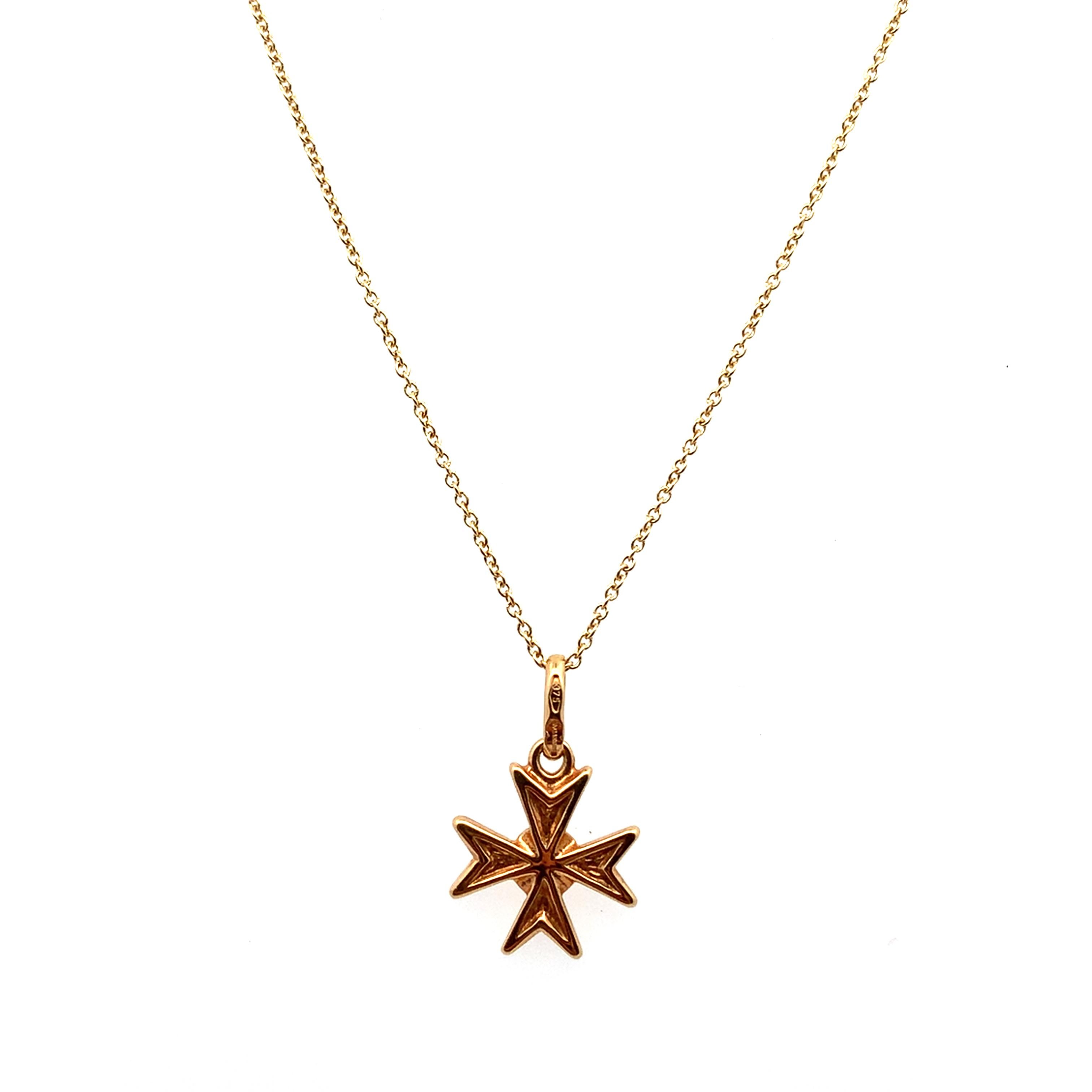da uomo o donna Collana con ciondolo a forma di croce maltese in oro giallo in vendita