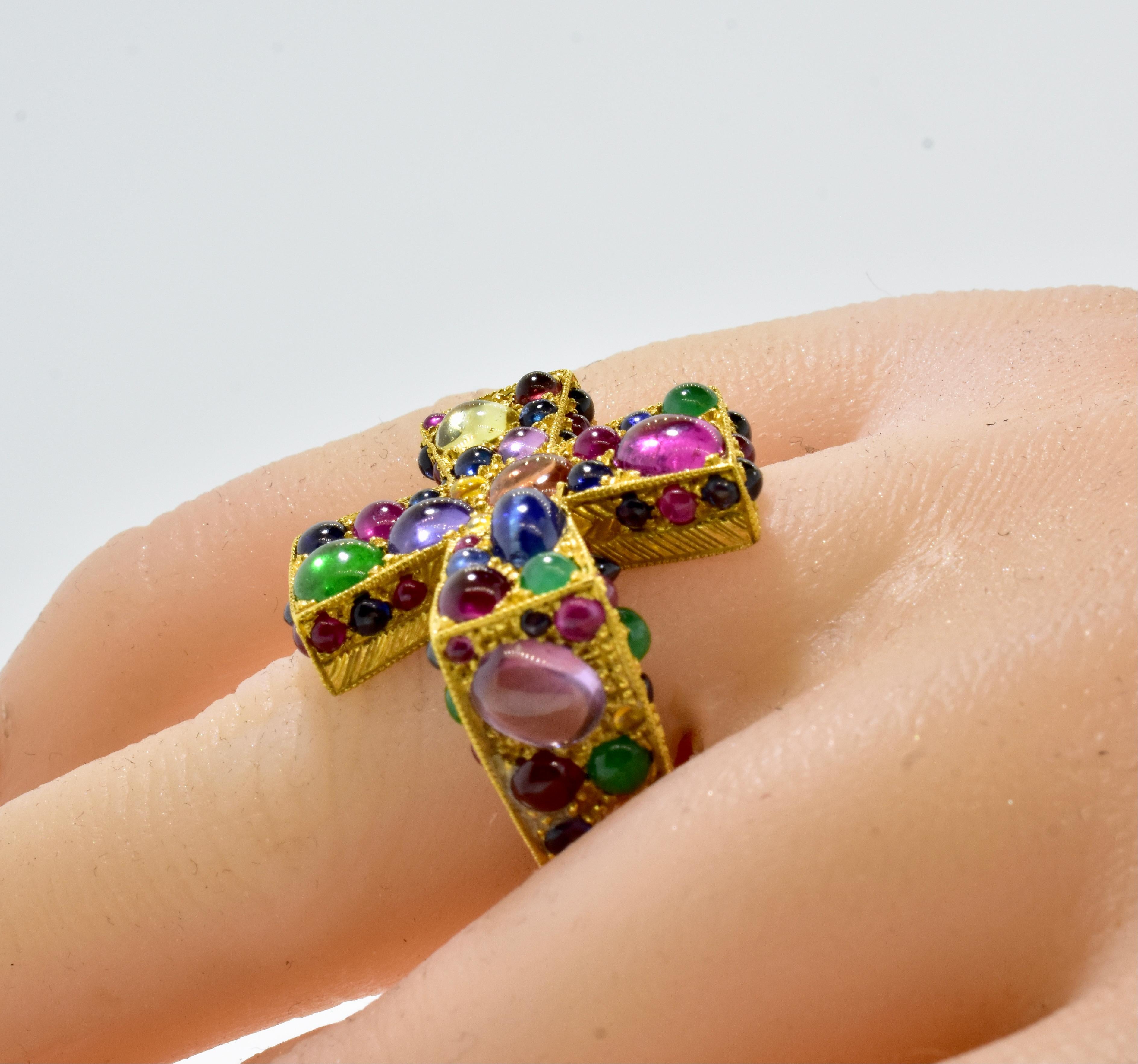 Maltese Cross Ring Studded with Sapphires, Rubies and Emeralds, Fairchild & Co. 3