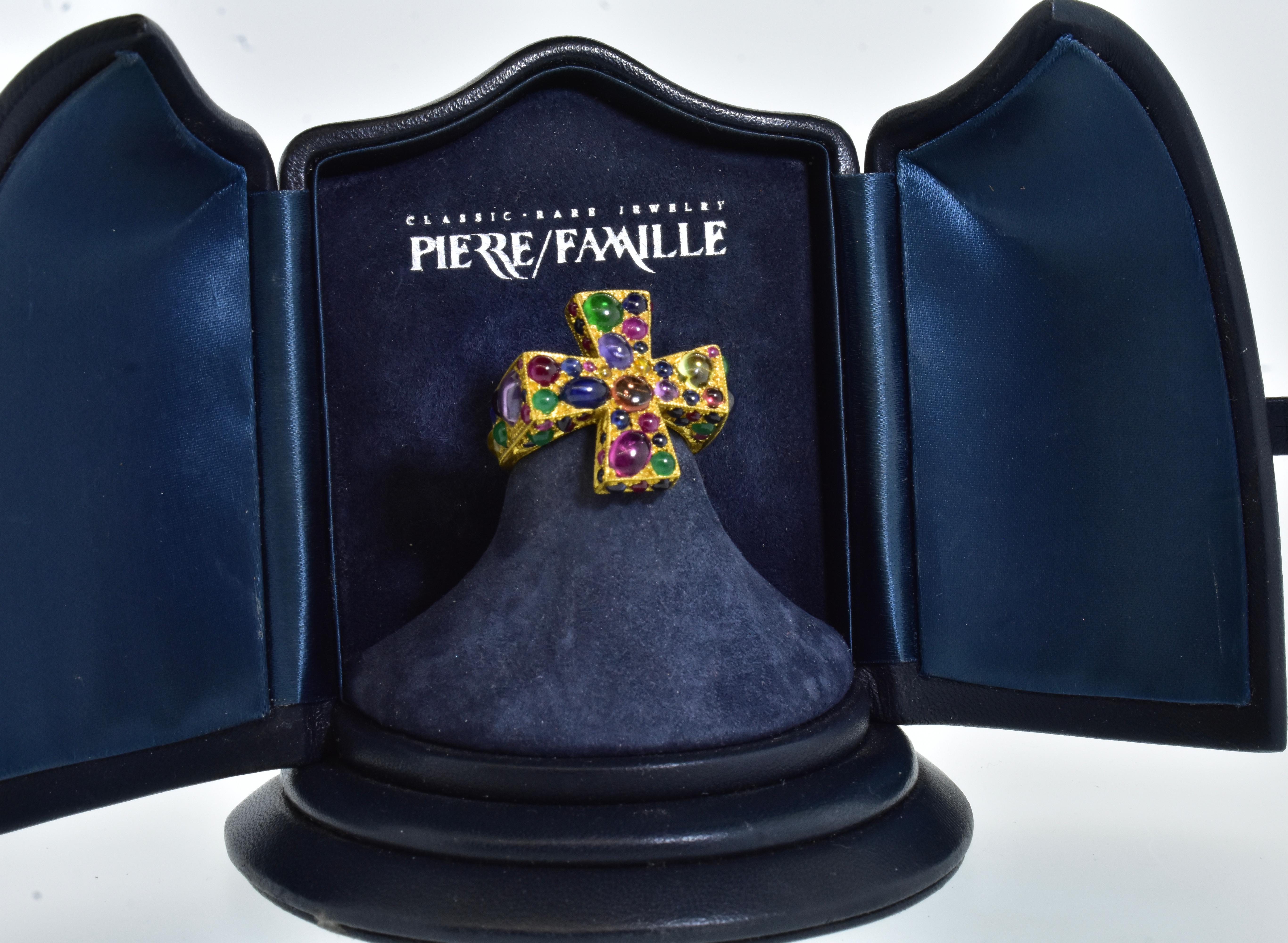 Maltese Cross Ring Studded with Sapphires, Rubies and Emeralds, Fairchild & Co. 8