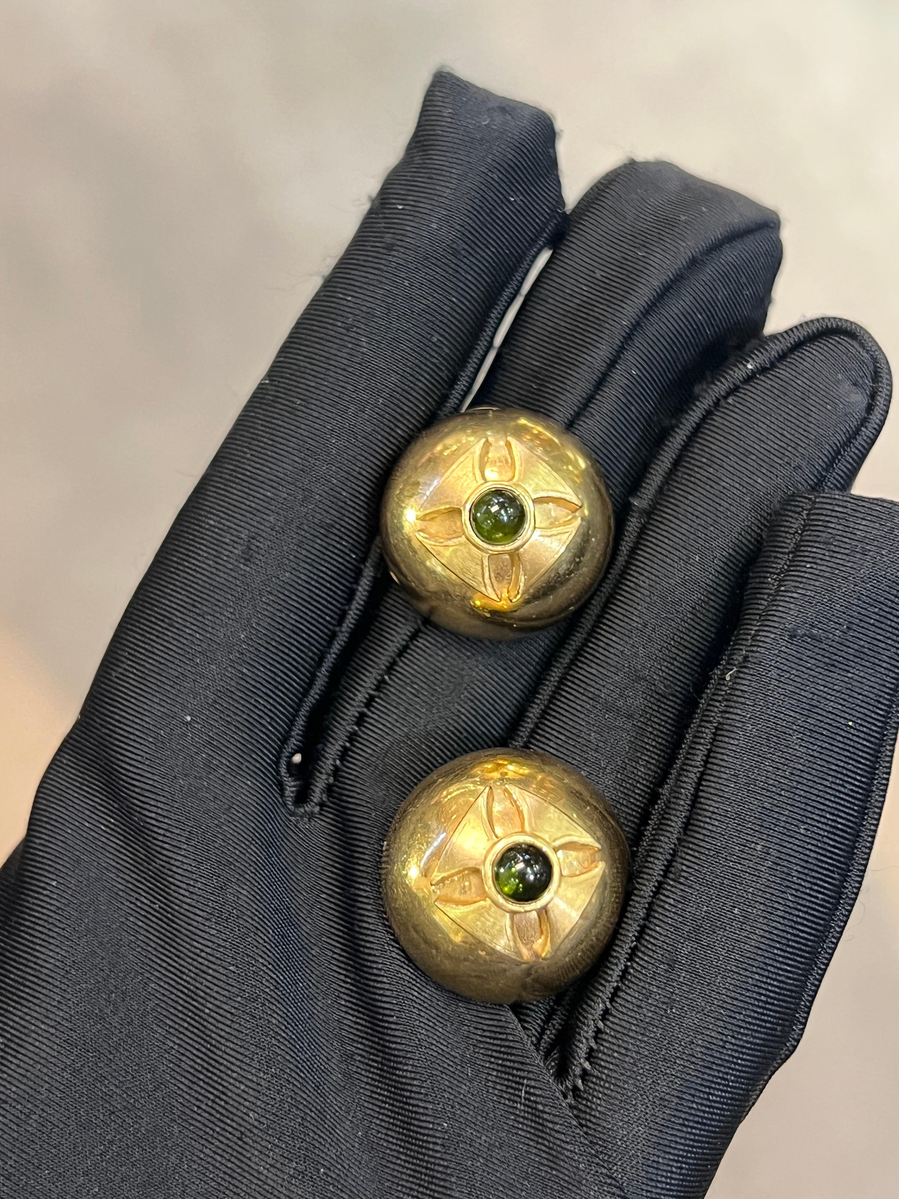 Cabochon Maltese Cross Tourmaline Earrings For Sale