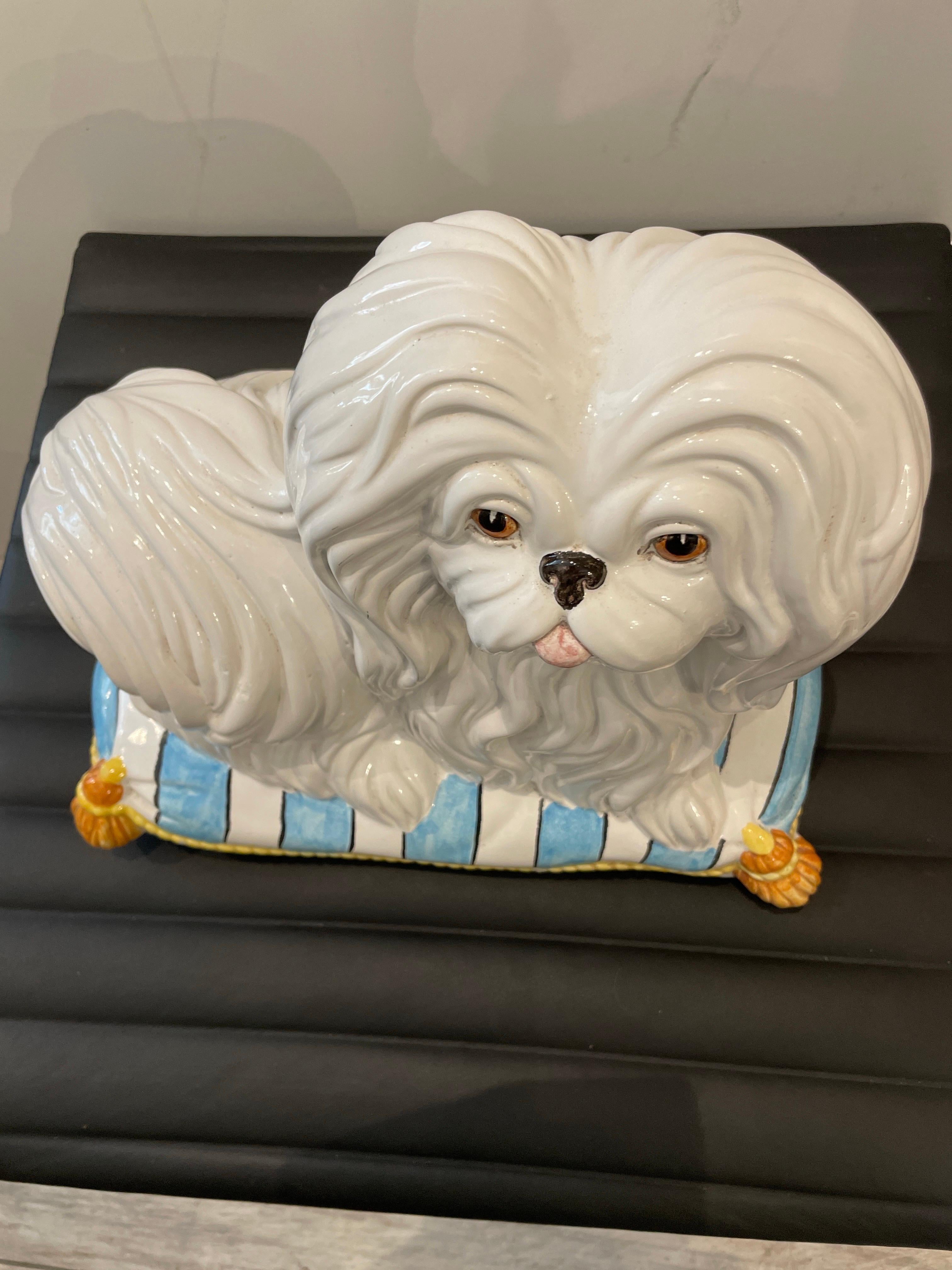 Cane maltese sdraiato su un cuscino in vendita 4