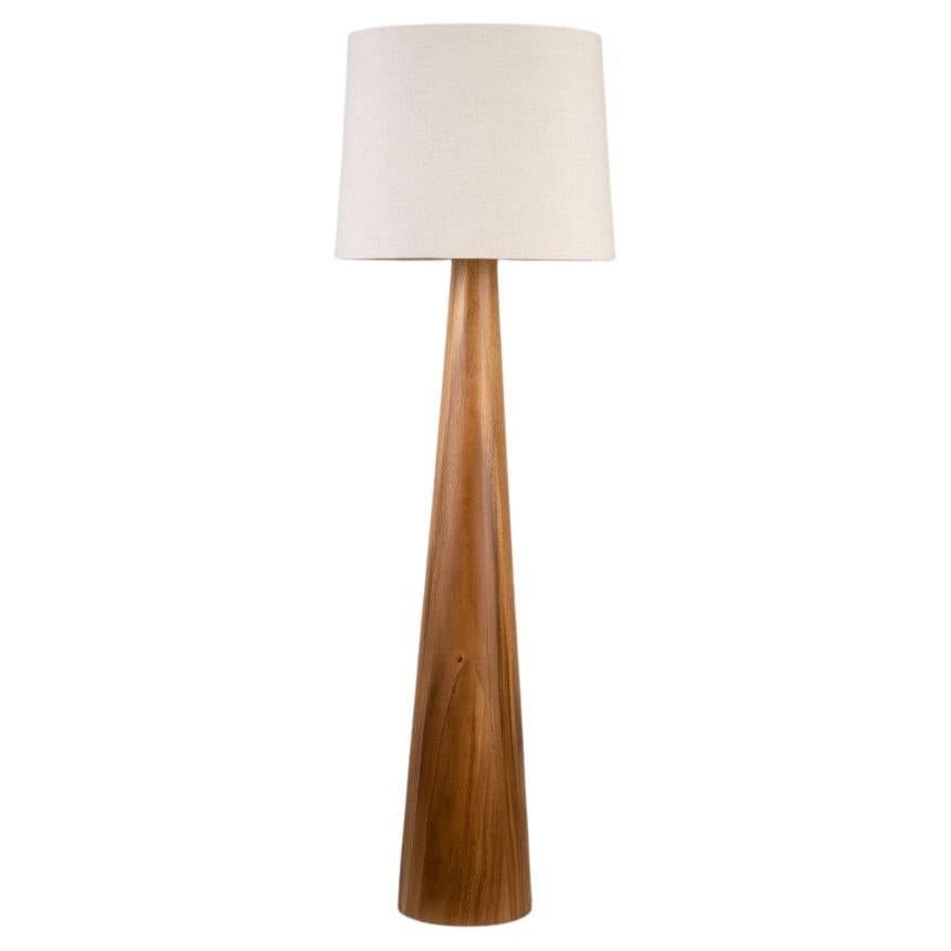 Modern Floor Lamp Parota Wood Fiberglass Shade