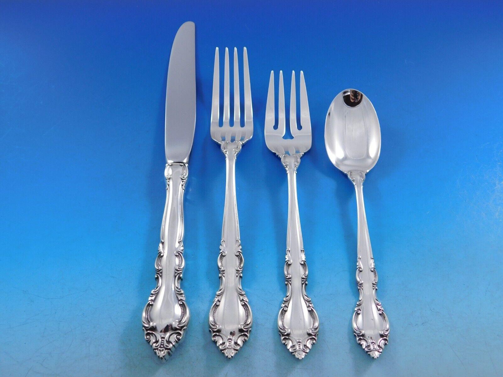 Malvern by Lunt Sterling Silver Flatware Service for 12 Set 81 pieces In Excellent Condition For Sale In Big Bend, WI