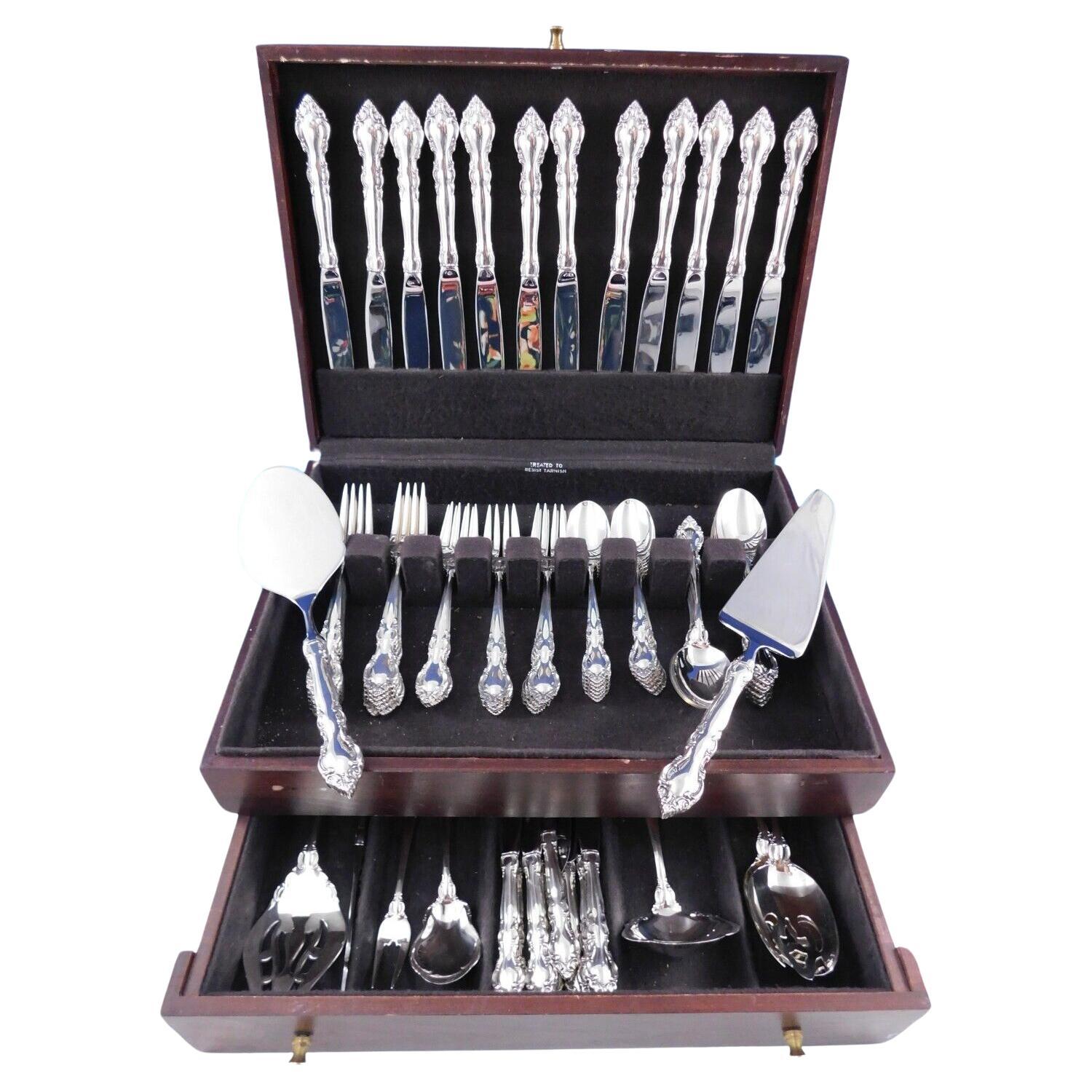 Malvern by Lunt Sterling Silver Flatware Service for 12 Set 81 pieces For Sale