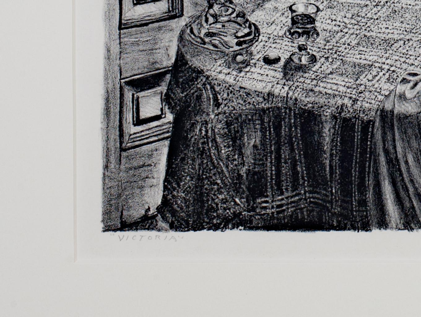 Originallithographie „Victoria“ von Malvin Marr, signiert „Zsissly“ von Albright (Schwarz), Figurative Print, von Malvin Marr Albright