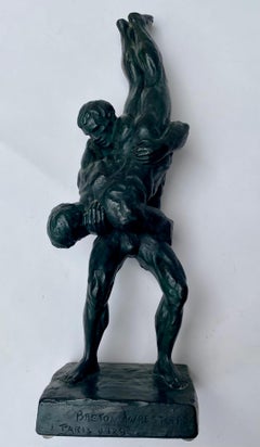 Breton Wrestlers Bronze Figurative Modern Male Sculpture Female Artist LGBT '29