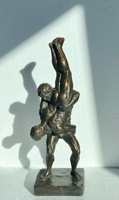 Breton Wrestlers Plaster Figurative Modern Male Sculpture Female Artist LGBT WPA