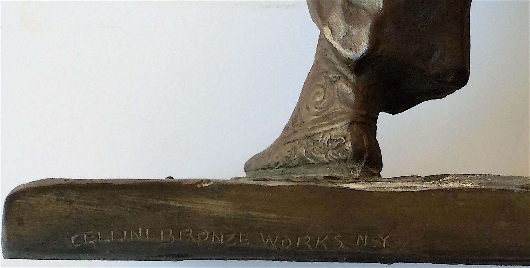 Cellini Bronze Works, NY cast. Inscribed base edge. Edition unknown.

Malvina Hoffman conceived the Mongolian Dancer in 1932, as part of her Races of Mankind series commissioned by Stuart Field of the Chicago Field Museum of Natural History. In