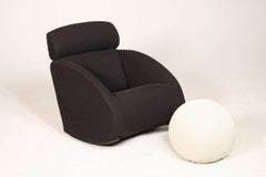 Mama Baleri Italia Black Rocking Armchair and White Spherical Pouf