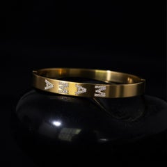 MAMA Bangle 14K (or 18k upon request) Yellow Gold Pave Letter Diamond Bracelet