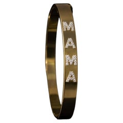 MAMA Bangle 14K (or 18k upon request) Yellow Gold Pave Letter Diamond Bracelet