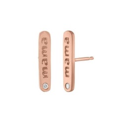 Mama Bar Stud 14K Rose Gold Diamond Earrings