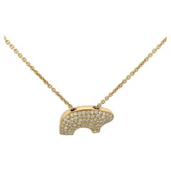 "Mama Bear" Diamond Pendant Necklace 18K Yellow Gold