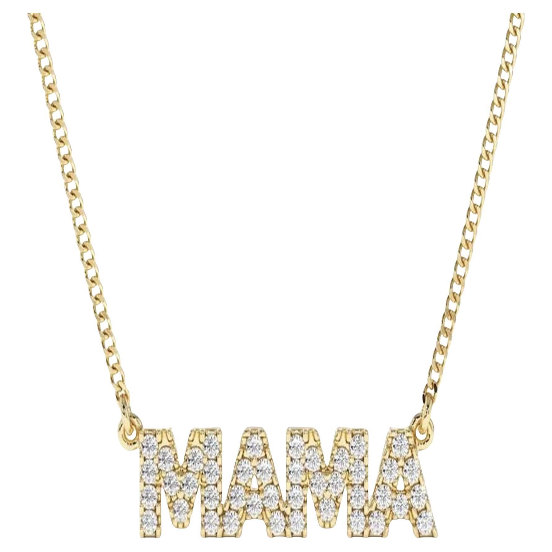 Collana con diamanti in oro giallo Mama Block 14K (o 18k su richiesta)