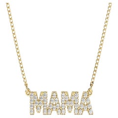 Collana con diamanti in oro giallo Mama Block 14K (o 18k su richiesta)