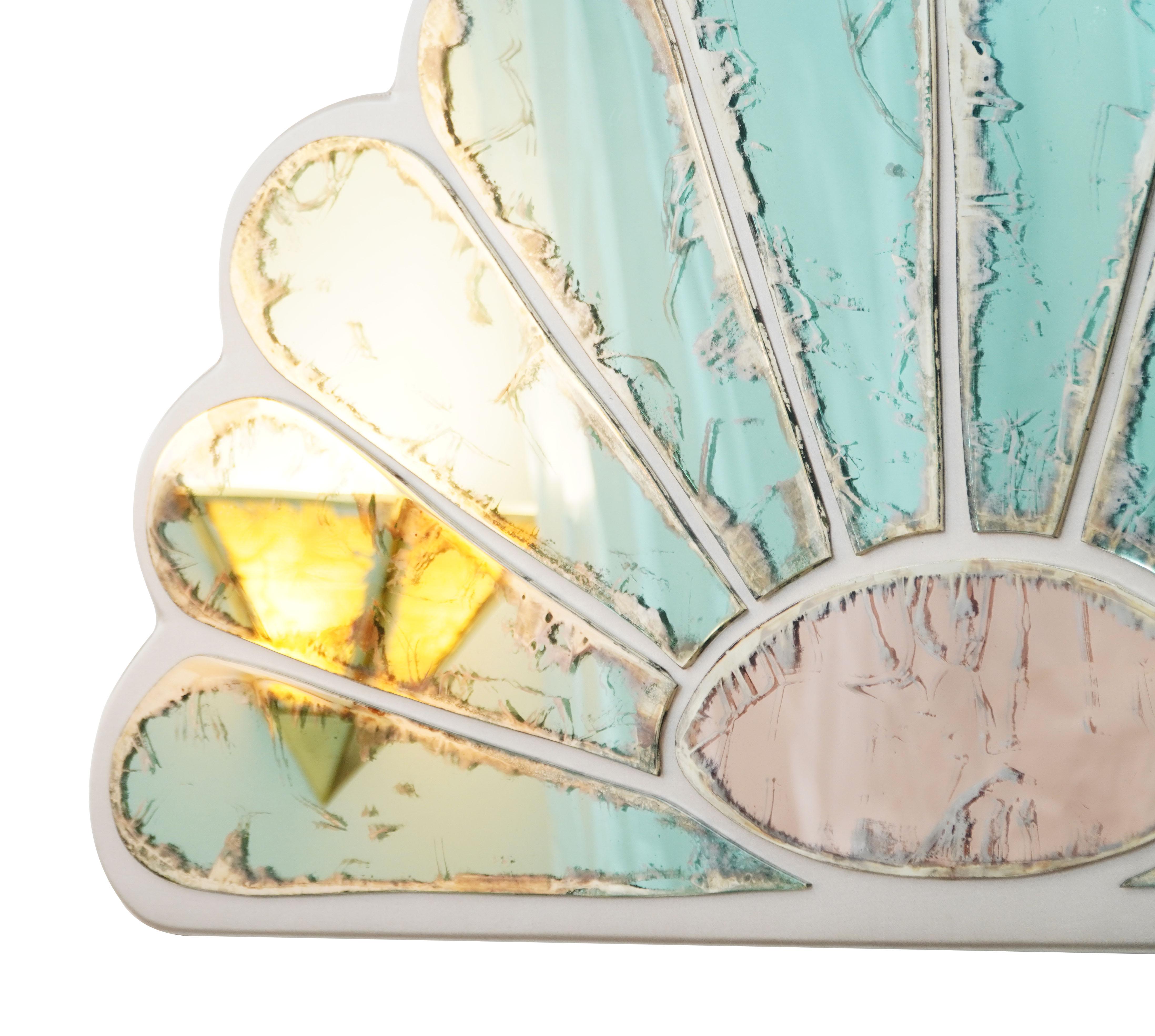 MAMA Contemporary Mirror for headboard AQUAMARINE Silvered Glass Satin Silk For Sale 1