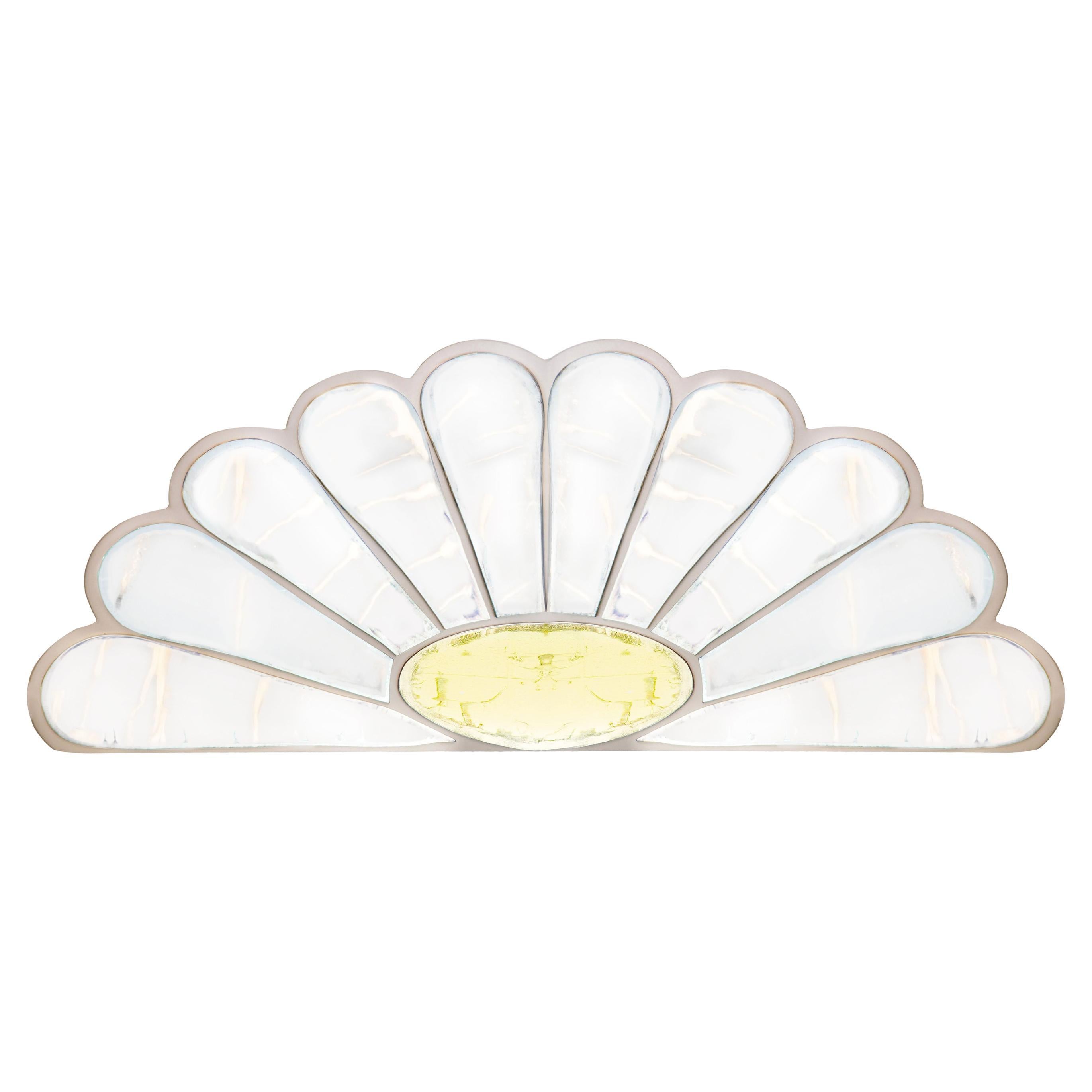 MAMA Espejo contemporáneo para cabecero blanco Cristal plateado Seda satinada