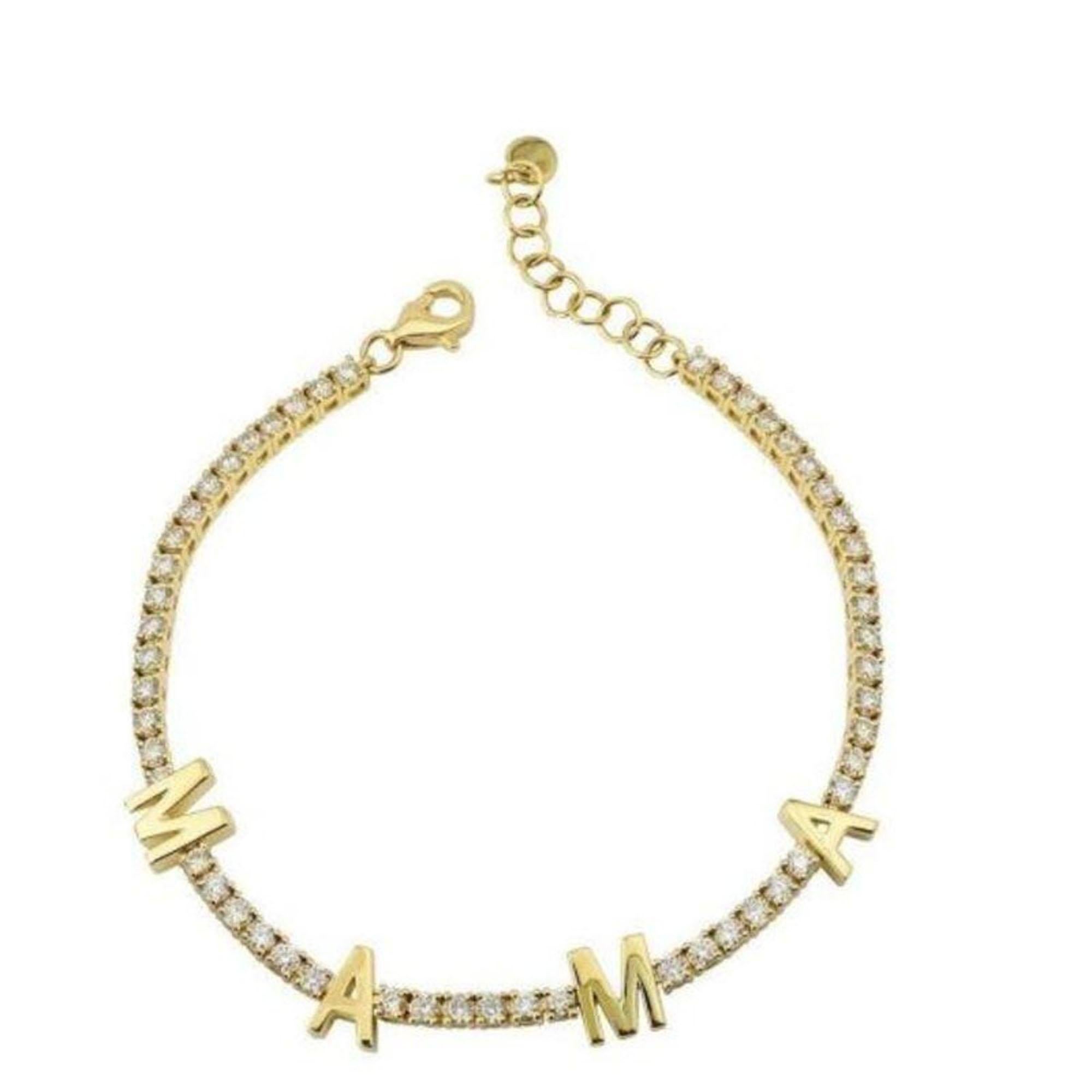 Bracciale MAMA Initial in oro giallo 14K con diamanti