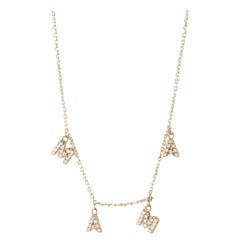 MAMA Letter 14K Yellow Gold Diamond Necklace