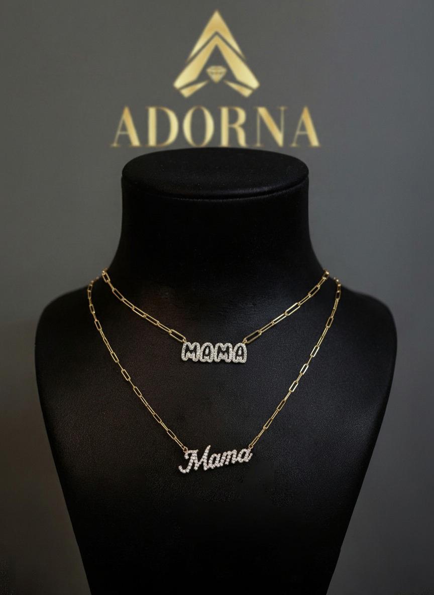 MAMA Colgante Letra 14K (o 18k bajo pedido) Collar clip de oro con diamantes Corte redondo en venta