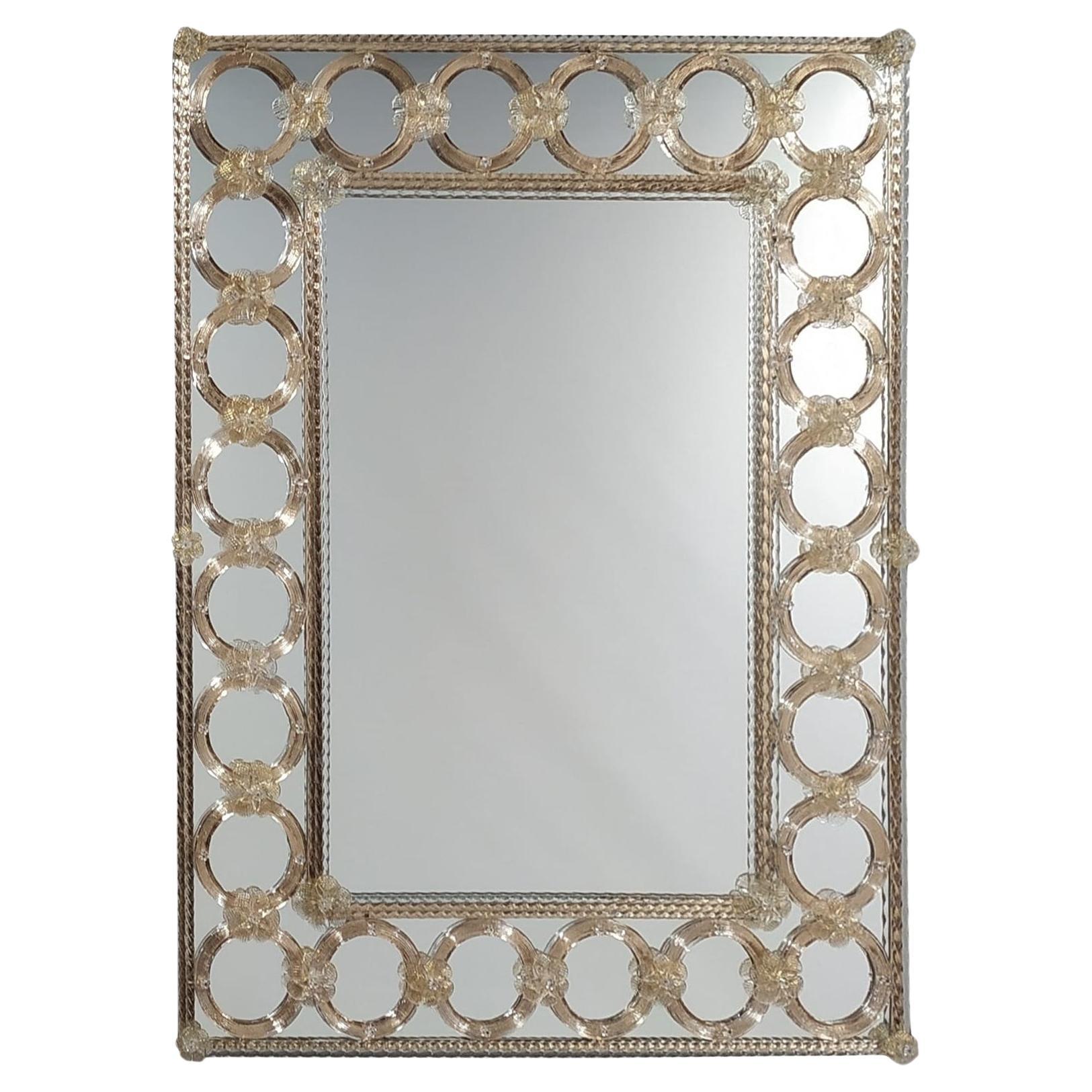 "Mamaro" Murano Glass Mirror in Venetian Style by Fratelli Tosi, Made in Italy For Sale