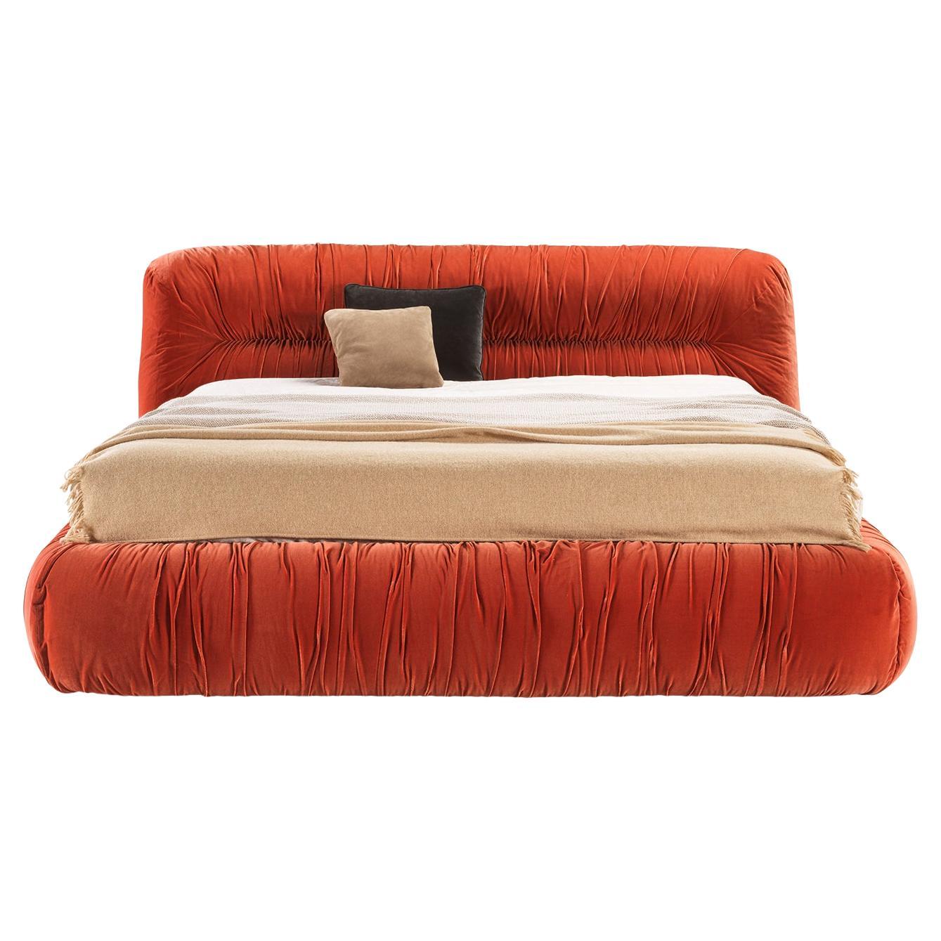 Mambo Orange Velvet Bed by Lorenza Bozzoli