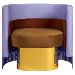 Mambo Violet Armchair with Upholstery Velvet, Solid Wood and Metal Structure