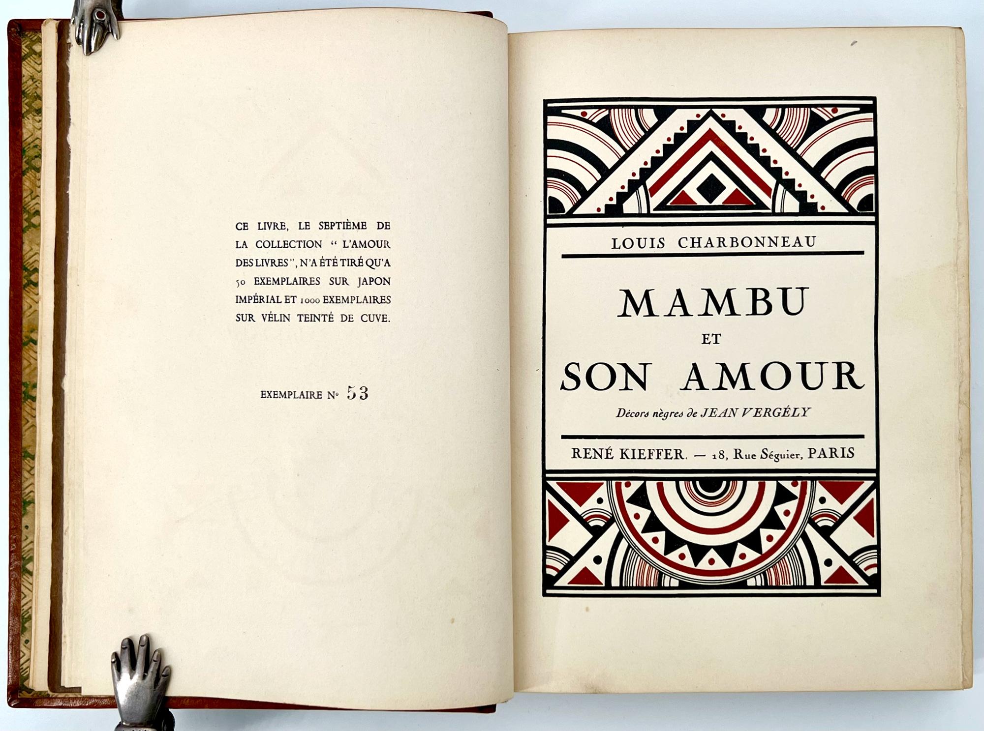 Mambu et son Amour; Décors nègres de Jean Vergély – By Louis Charbonneau In Excellent Condition For Sale In Middletown, NY