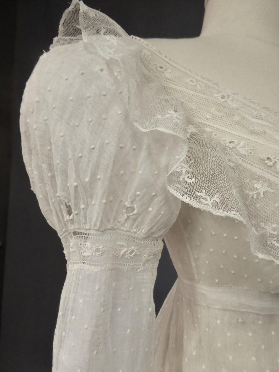 Mameluck Dress in Muslin and Embroidered Veil - First French Empire Circa 1810 6