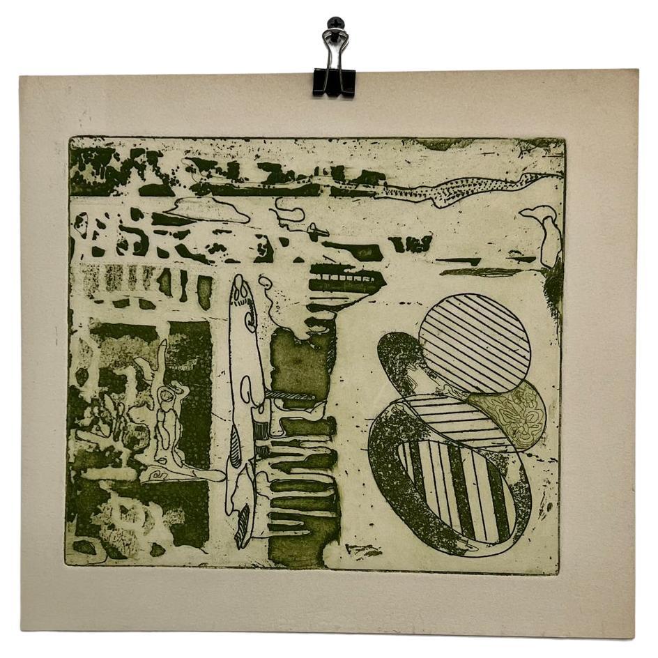 Œuvre d'art abstraite sur papier organique et moderne de Mamie Troxell, signée, années 1970