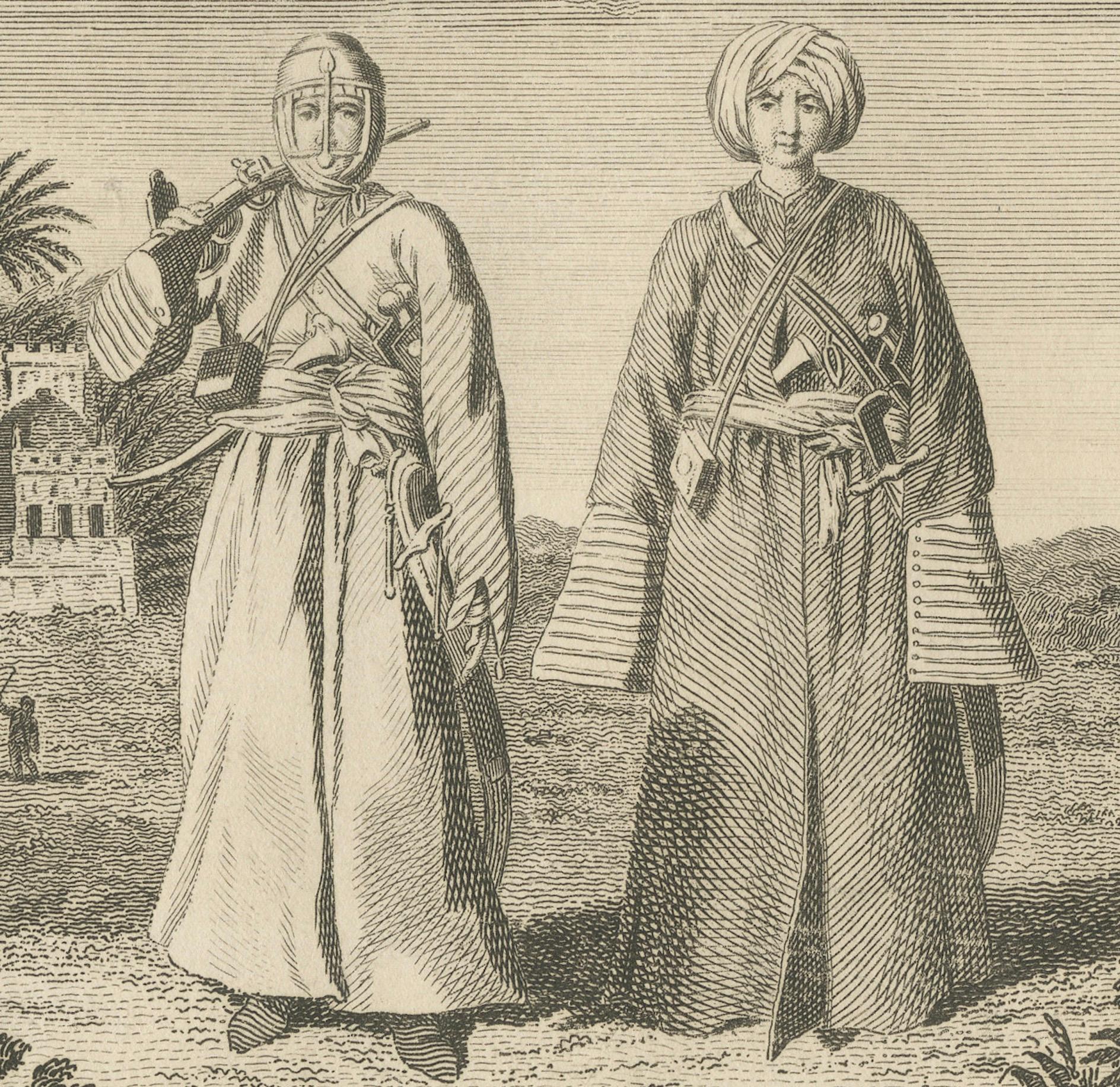 Paper Mamluk Elegance: Military and Ceremonial Attire in Egypt, 1801 For Sale