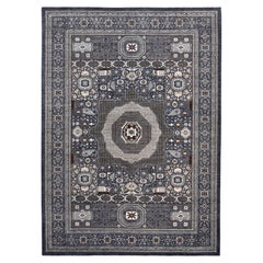 Mamluk Pattern Blue and Brown Wool Rug 10'x14'