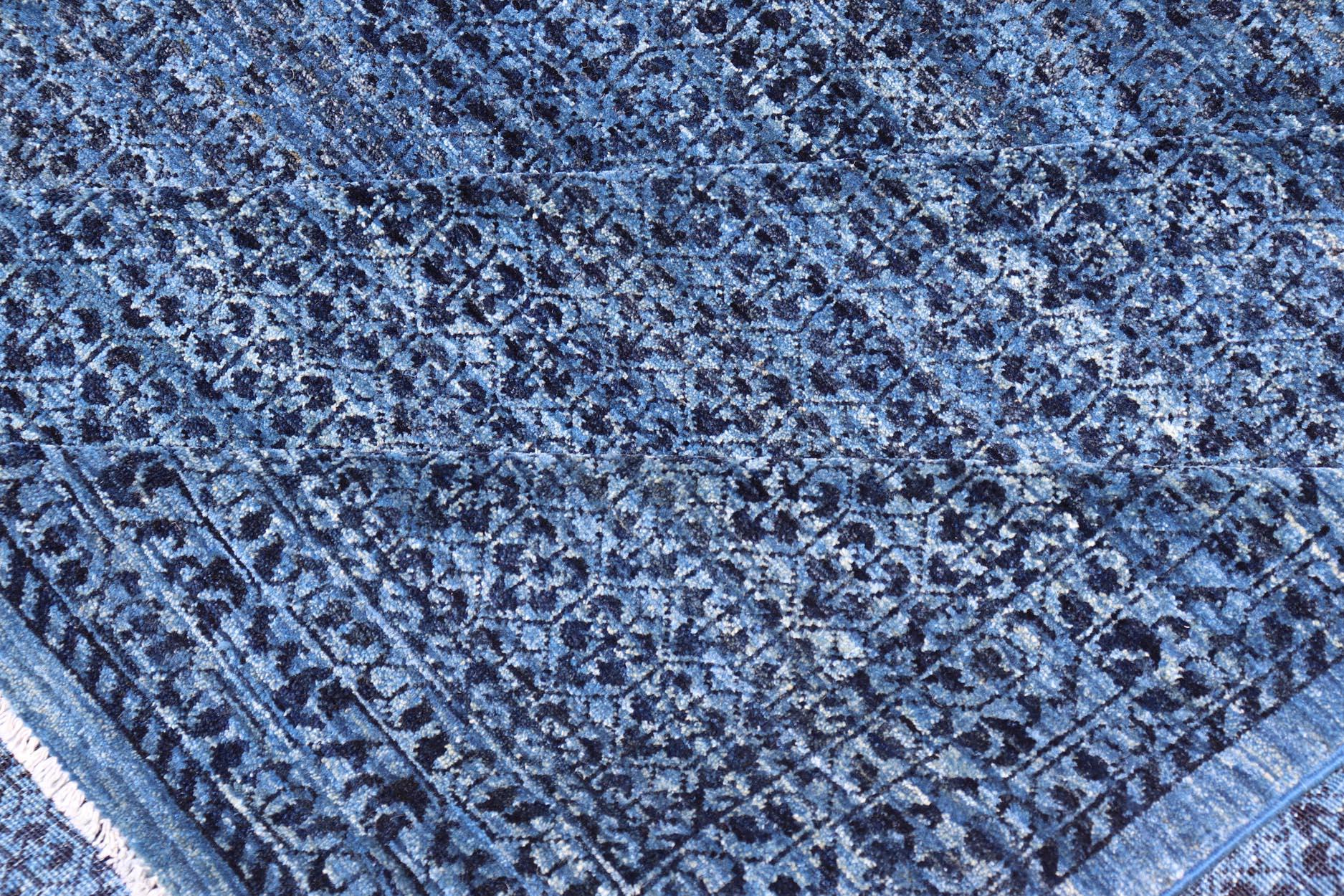 Mamluk Rug with All-Over Ottoman Design in Navy Blue, Blue and Charcoal  For Sale 5