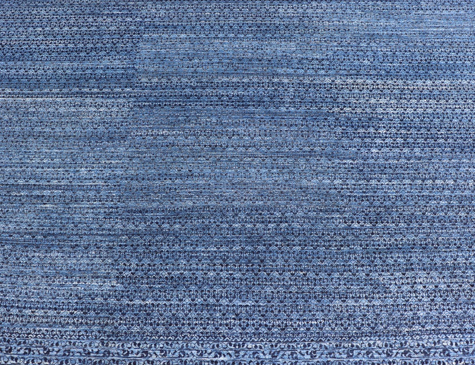 Contemporary Mamluk Rug with All-Over Ottoman Design in Navy Blue, Blue and Charcoal  For Sale