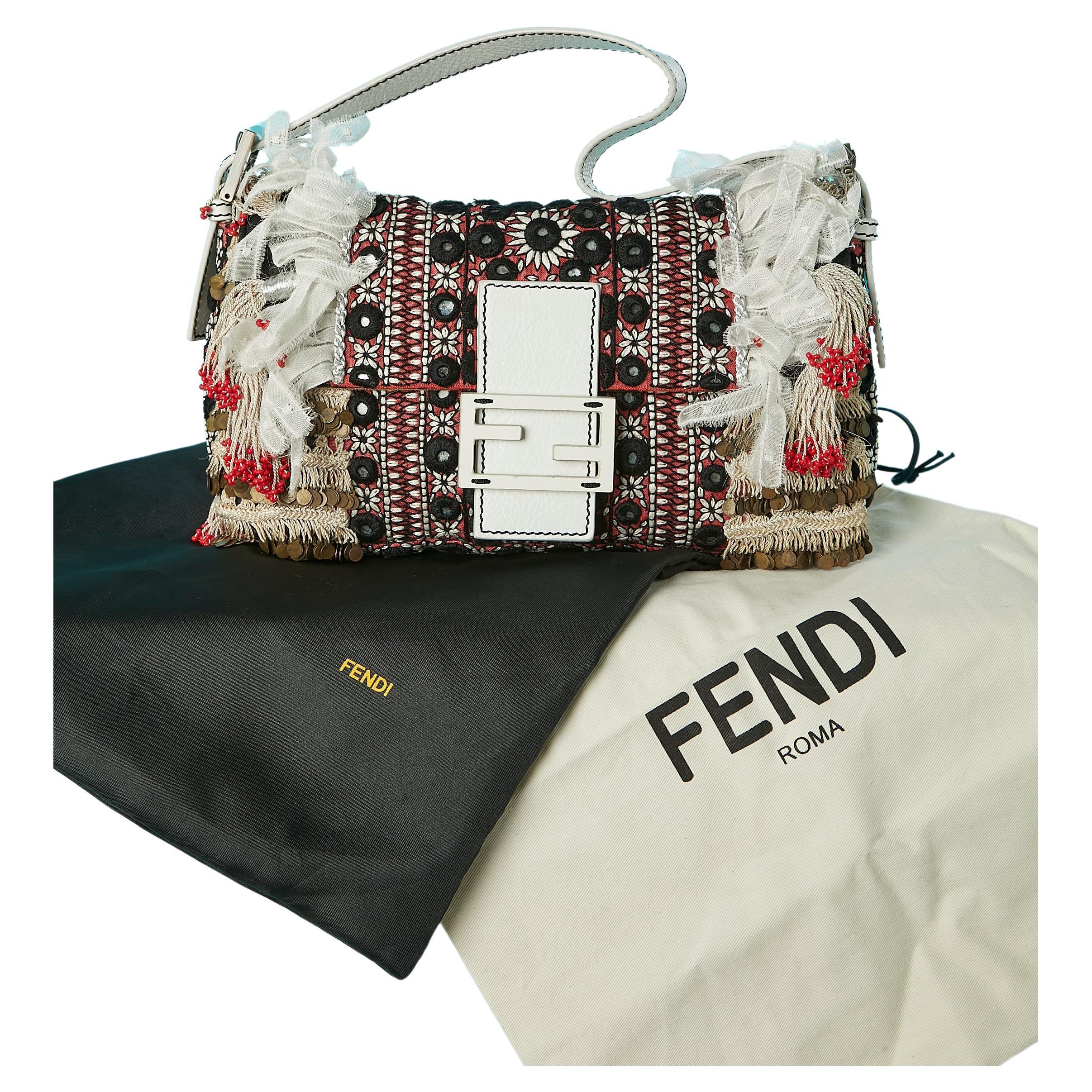 Mamma Baguette with Indian style embroideries Fendi  For Sale