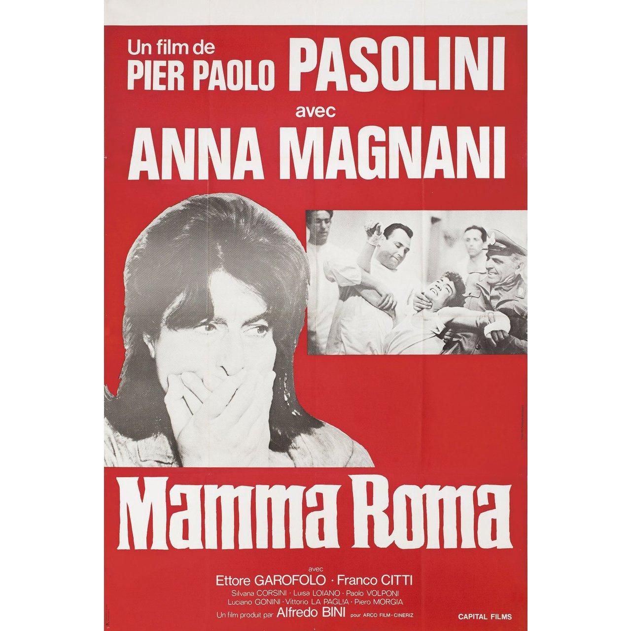 Original 1960s re-release French grande poster for the film Mamma Roma directed by Pier Paolo Pasolini with Anna Magnani / Ettore Garofolo / Franco Citti / Silvana Corsini. Very Good-Fine condition, folded. Many original posters were issued folded