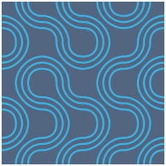 Papel Pintado Serigrafiado Mamma en Azulado 'Turquesa Brillante sobre Azul Marino'