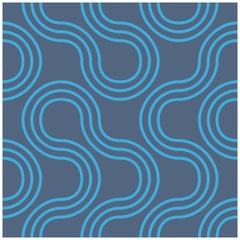 Mamma Screen Printed Wallpaper in Azulado 'Bright Turquoise on Navy Blue'