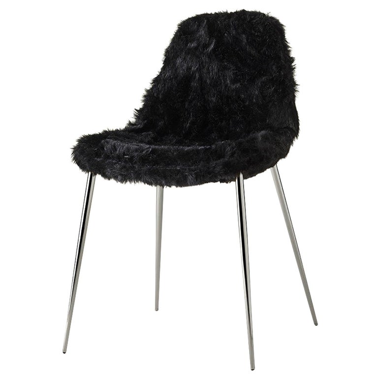 Mammamia Black Fur Chair For Sale at 1stDibs