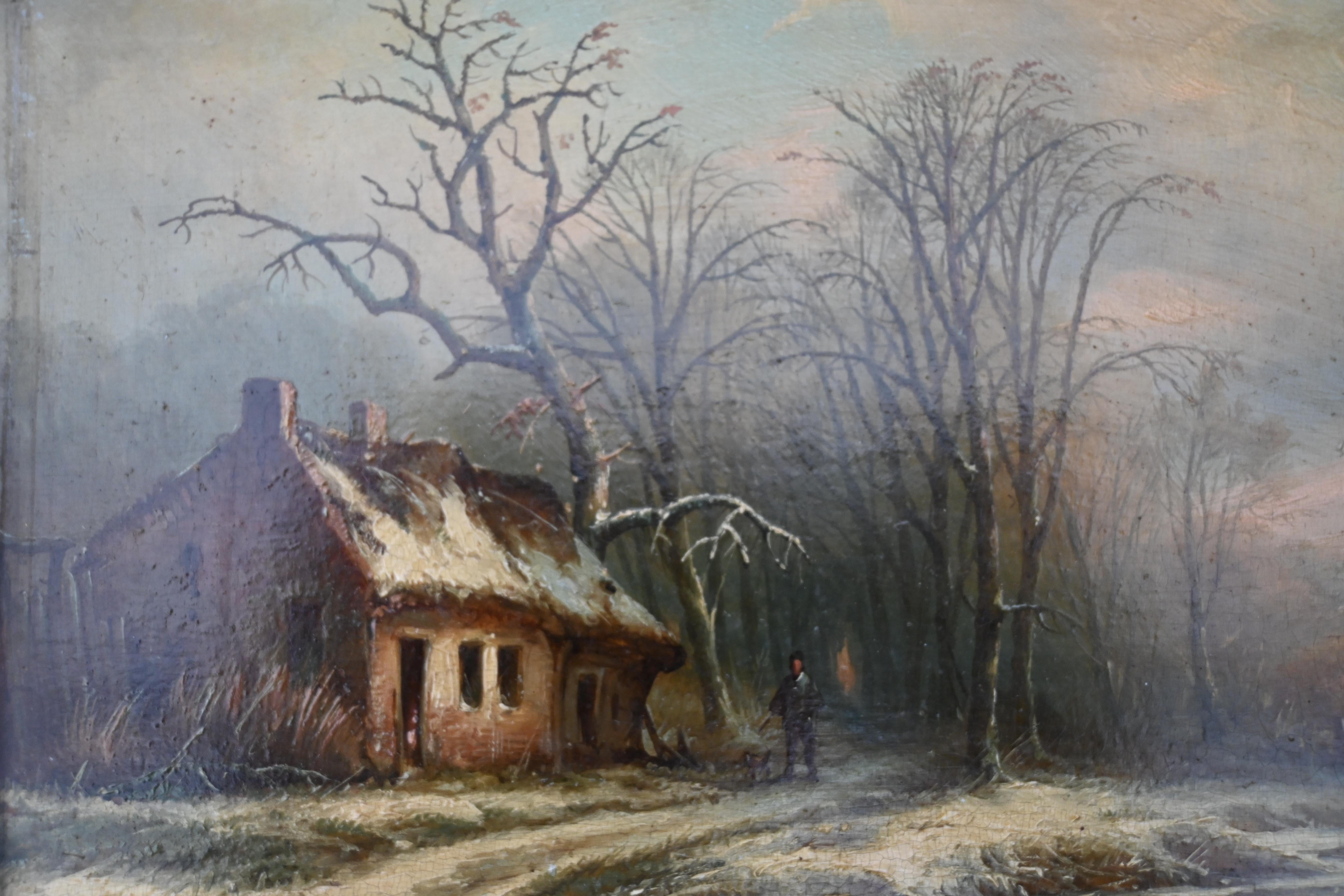 Mammes Charles (first half of the 19th century) painter. friend of Wauquière, found his inspiration in the Ardennes landscape (Belgium), worked around 1842 and lived near the park gate in Mons. This is an oil painting on oak panel, unrestored and in