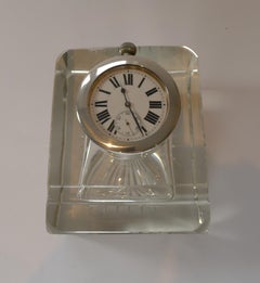 Mammoth Antique English Sterling Silver and Glass Pocket Watch Inkwell