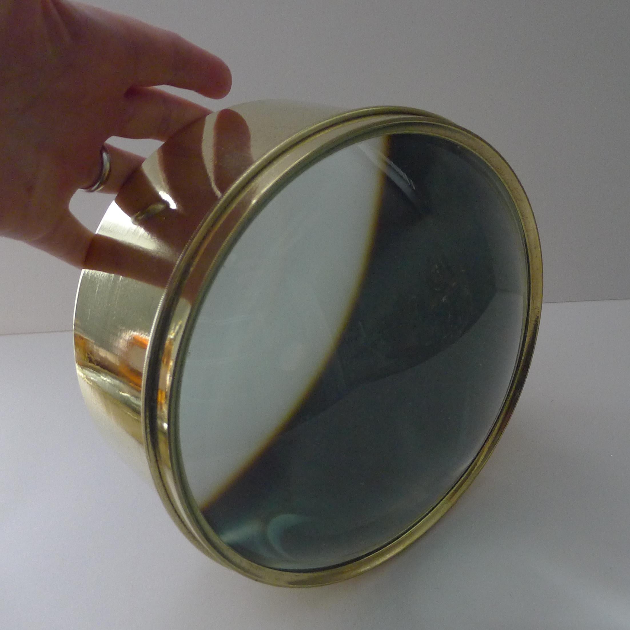 Mammoth English Antique Brass Desk Magnifying Glass / Paperweight c.1910 In Good Condition For Sale In Bath, GB