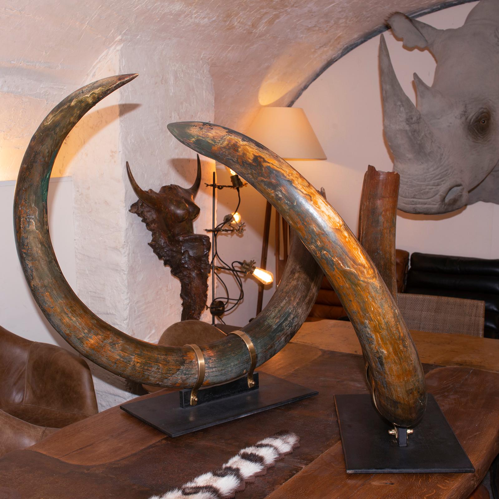 Hand-Crafted Mammoth Pair of Big Tusks