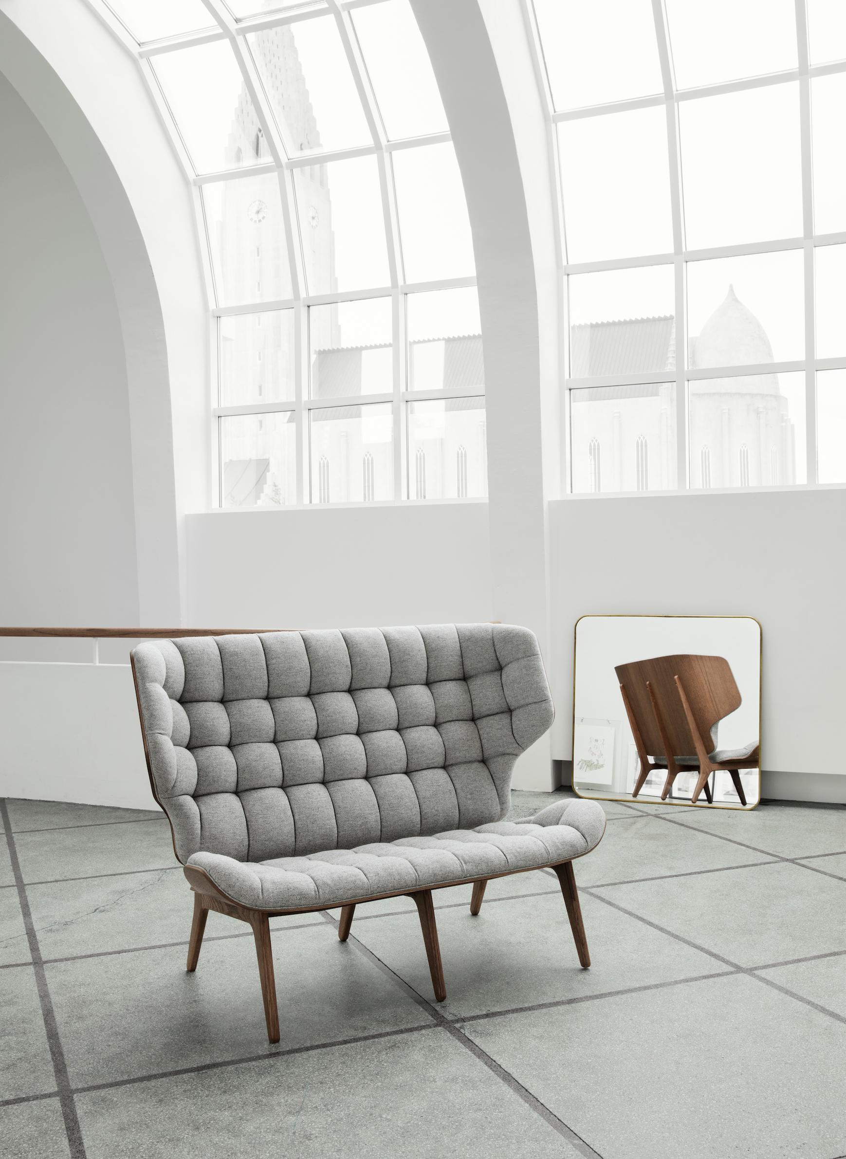 Scandinavian Modern 'Mammoth' Sofa by Norr11, Dark Smoked Oak, Barnum Bouclé 11 For Sale