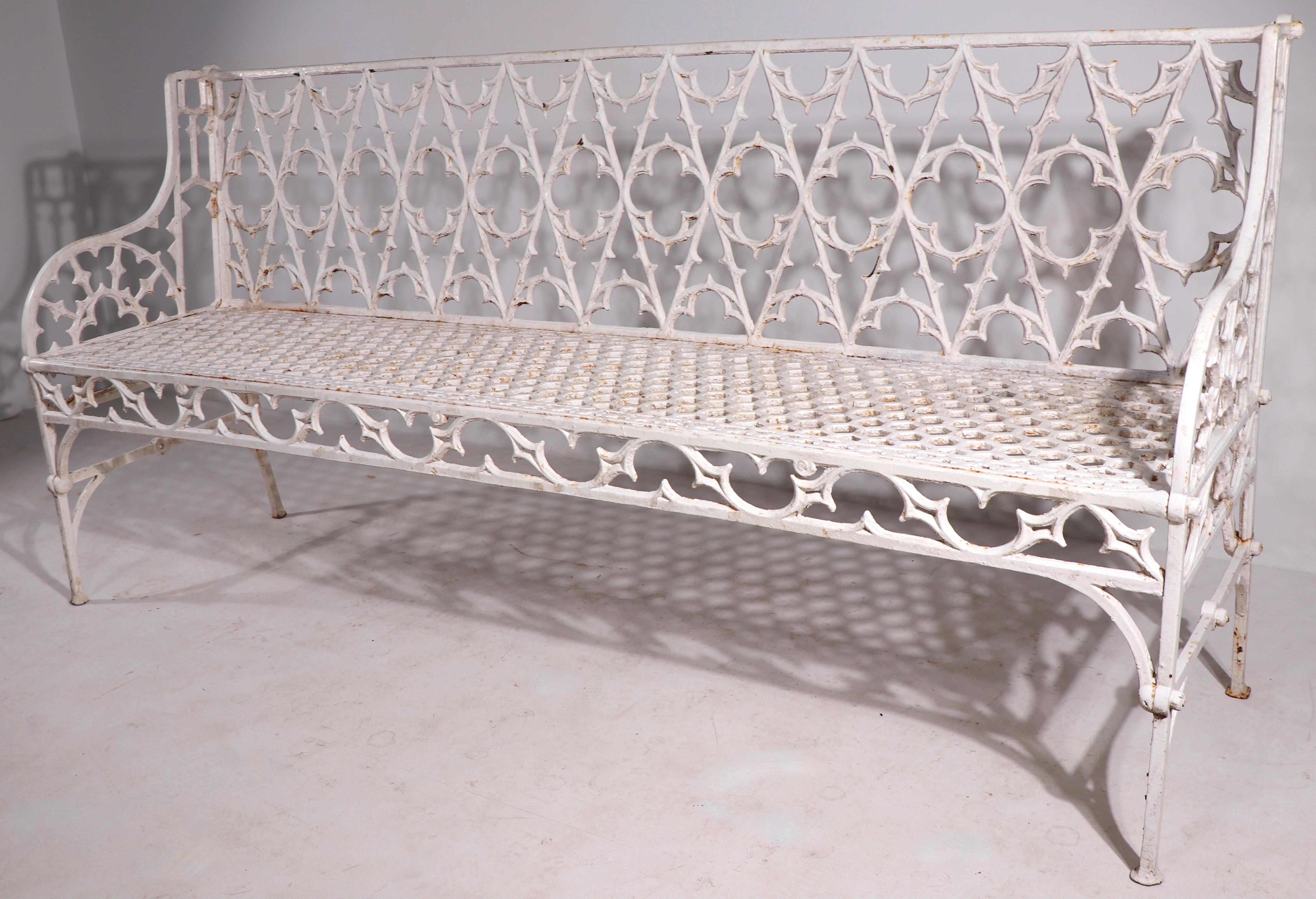 Mammouth Cast Iron Garden  Bench with Gothic Castings In Good Condition In New York, NY