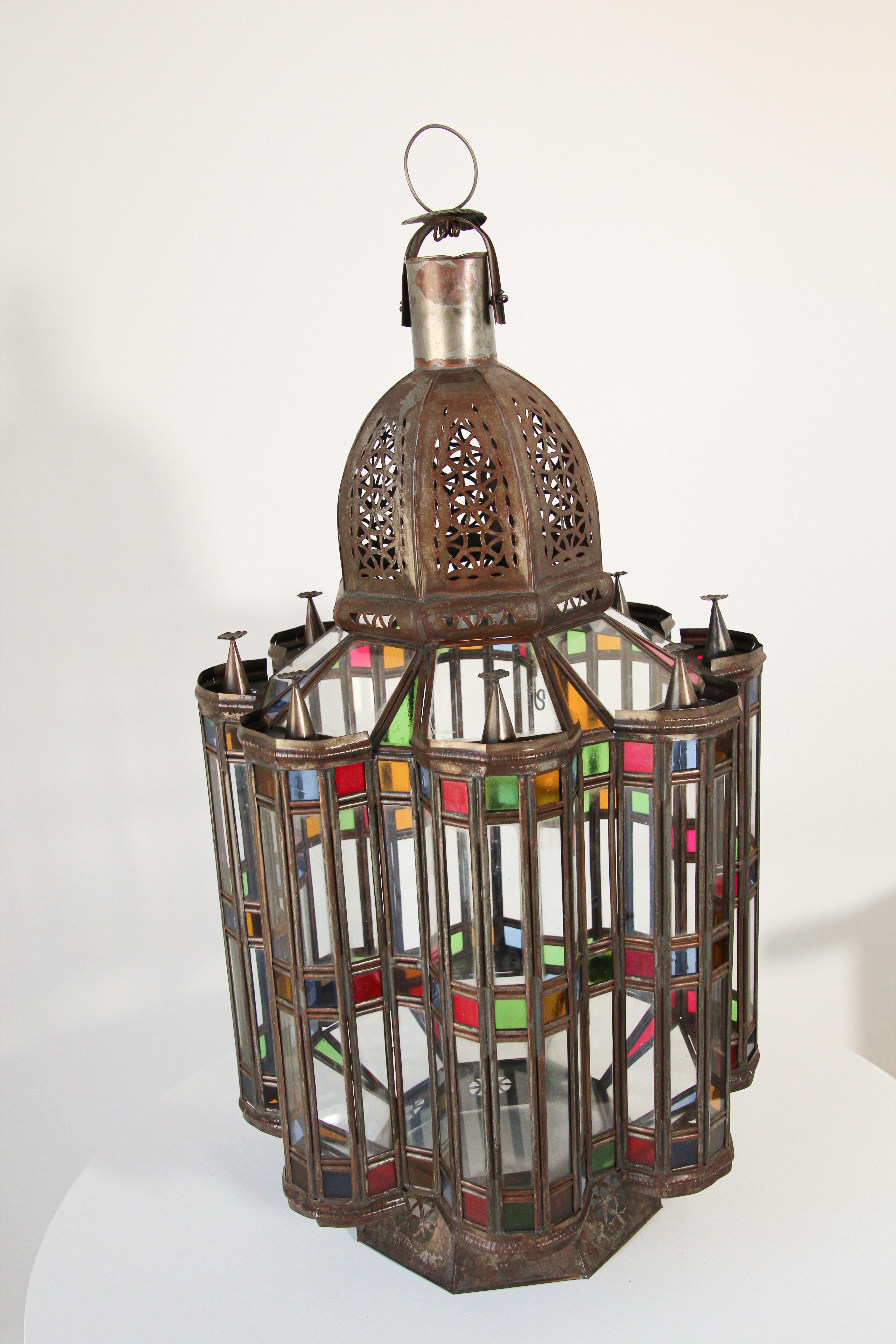 Mamounia Moorish Glass Lantern For Sale 11
